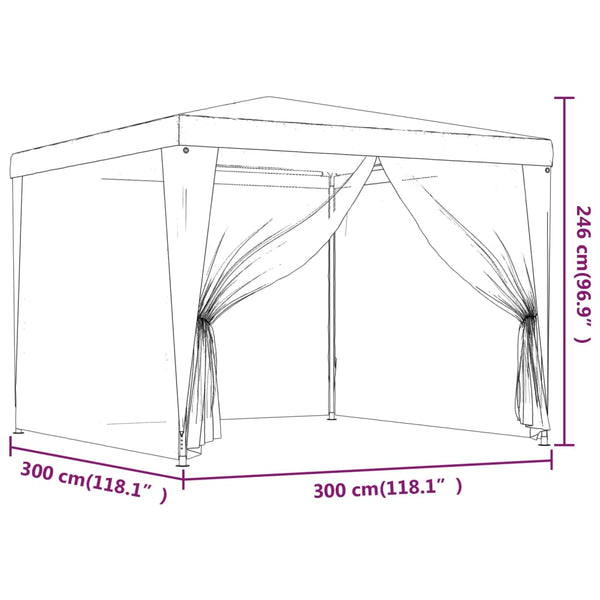 Vihreä juhlateltta Apize 3x3 m (4 verkkosivuseinää hdpe)