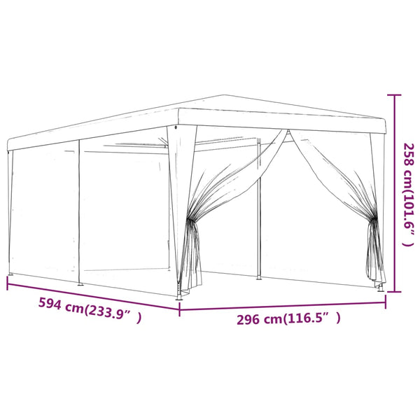 Punainen juhlateltta Apize 3x6 m (6 verkkosivuseinää hdpe)