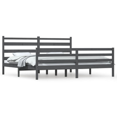 Sängynrunko täysi mänty 200x200 cm harmaa
