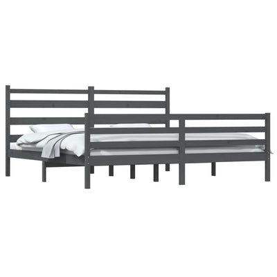 Sängynrunko täysi mänty 200x200 cm harmaa