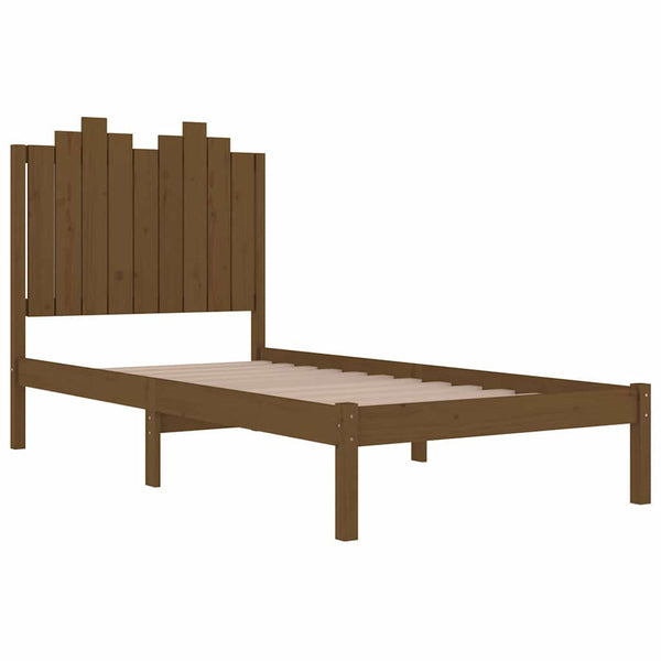 Sängynrunko hunajanruskea täysi mänty 100x200 cm