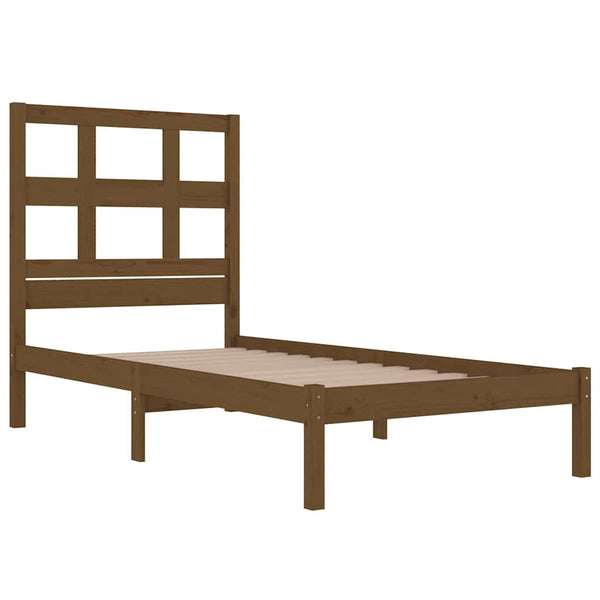 Sängynrunko hunajanruskea täysi puu 75x190 cm Small Single