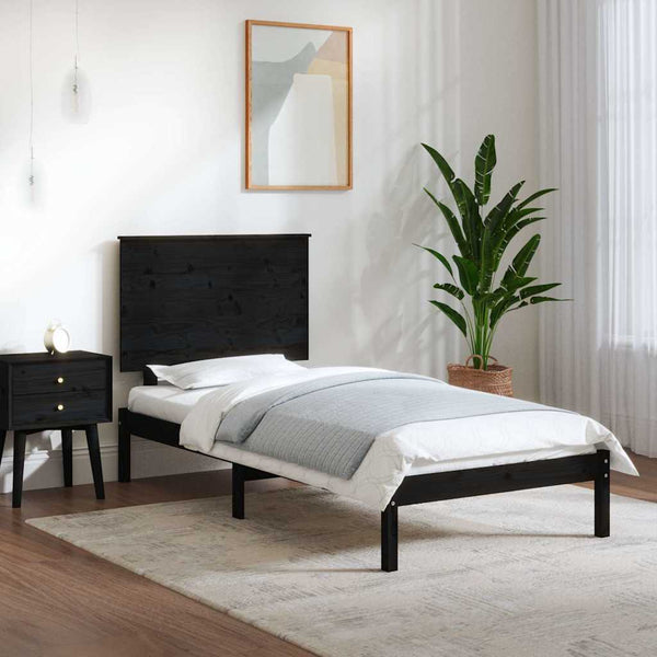 Sängynrunko musta täysi mänty 90x200 cm