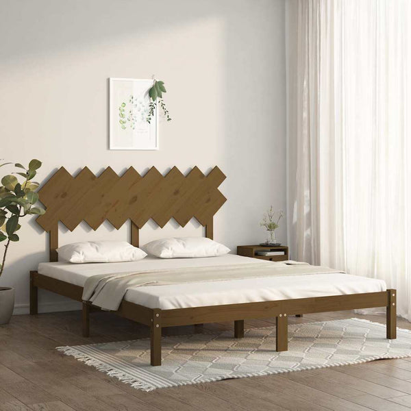 Sängynrunko hunajanruskea täysi mänty 160x200 cm