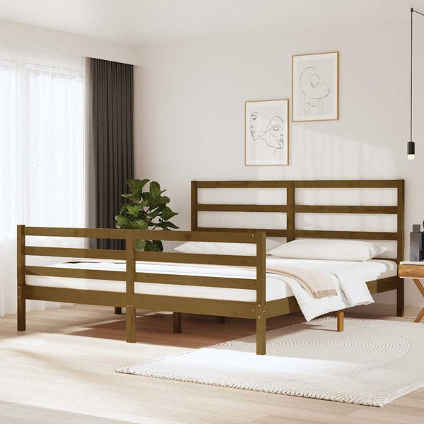 Sängynrunko hunajanruskea täysi mänty 180x200 cm Super King
