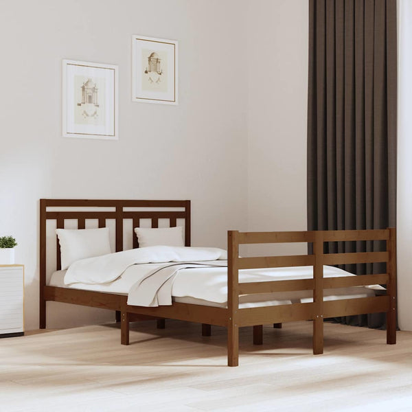 Sängynrunko hunajanruskea täysi puu 120x200 cm