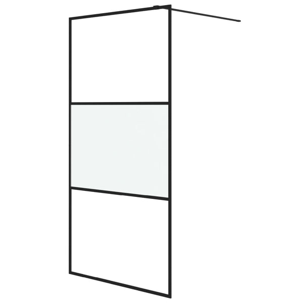 Walk-in suihkuseinäke musta 100x195 cm puolihuurrettu ESG-lasi