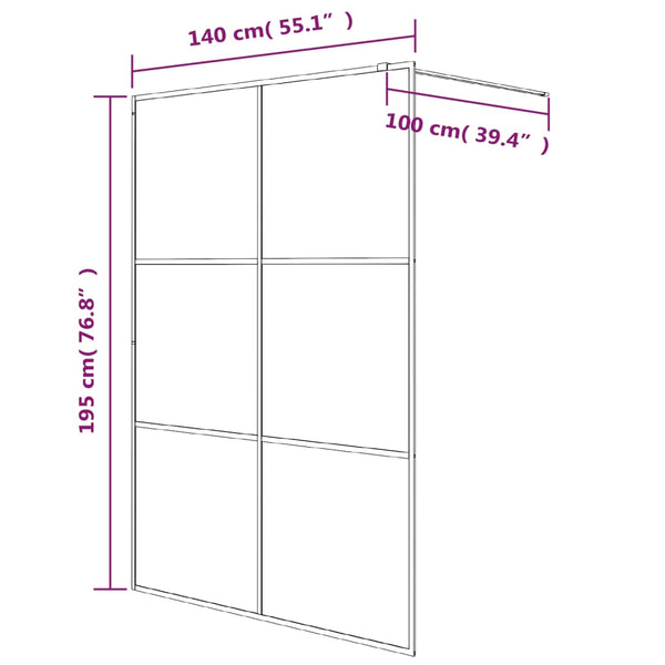 Walk-in suihkuseinäke valkoinen 140x195 cm kirkas ESG-lasi