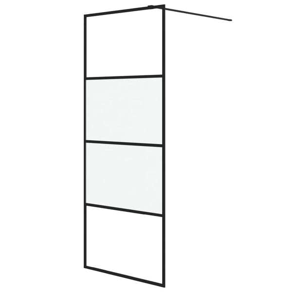 Walk-in suihkuseinäke musta 80x195 cm puolihuurrettu ESG-lasi