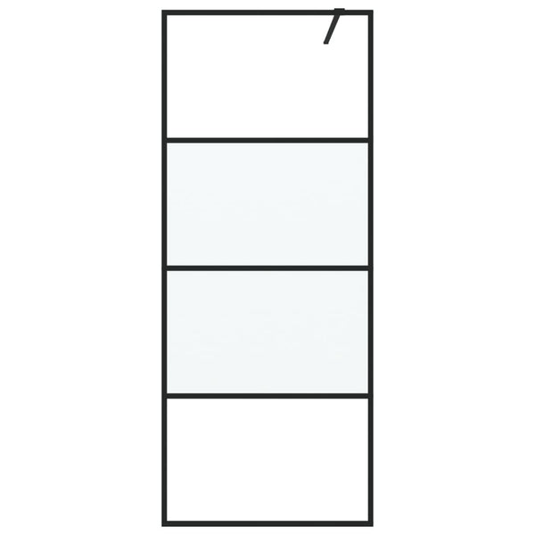 Walk-in suihkuseinäke musta 80x195 cm puolihuurrettu ESG-lasi