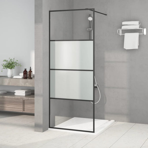 Walk-in suihkuseinäke musta 80x195 cm puolihuurrettu ESG-lasi