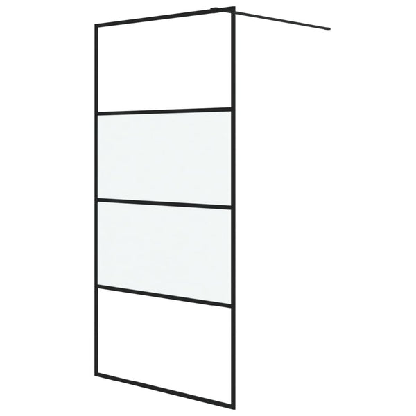 Walk-in suihkuseinäke musta 100x195 cm puolihuurrettu ESG-lasi