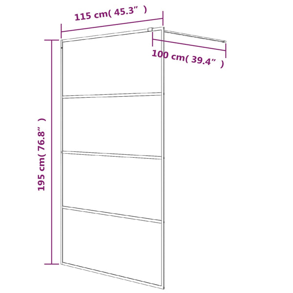 Walk-in suihkuseinäke musta 115x195 cm huurrettu ESG-lasi