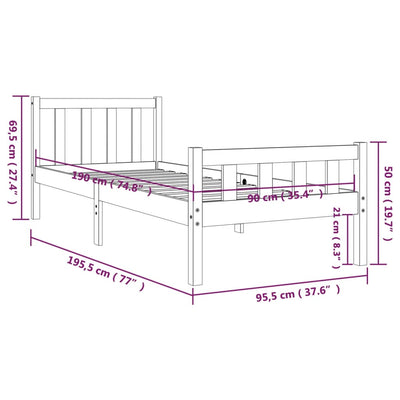 Sängynrunko Jinca 90x190cm (puu single)