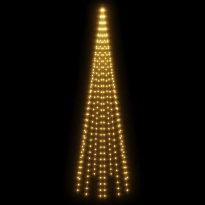 Lämpimän valkoista joulukuusi lipputankoon Mirodica 300cm (310 led-valoa)