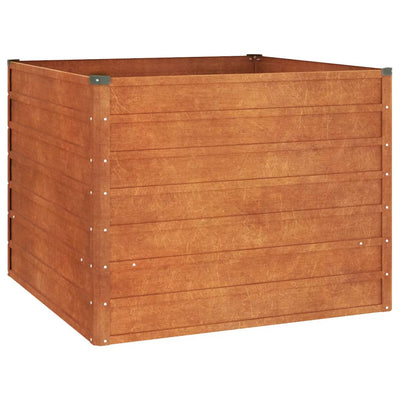Korotettu kukkalaatikko ruoste 100x100x77 cm Corten teräs