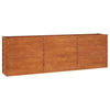 Korotettu kukkalaatikko ruoste 240x40x77 cm Corten teräs