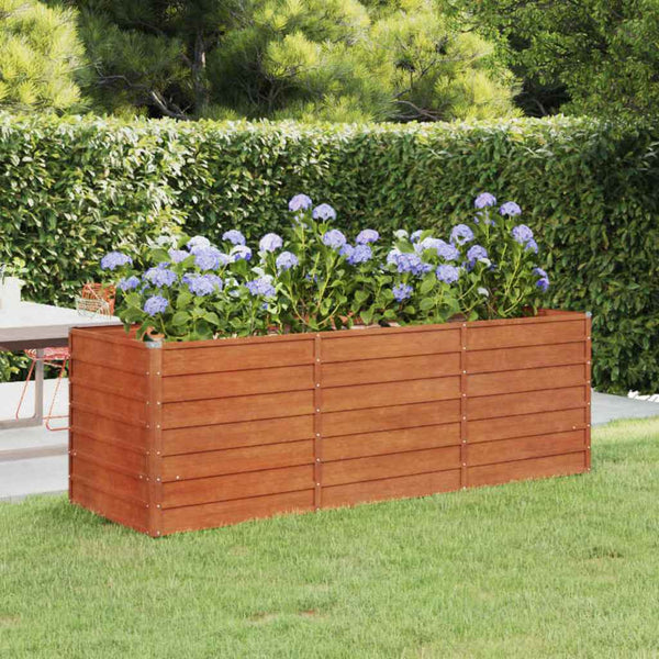 Korotettu kukkalaatikko ruoste 240x80x77 cm Corten teräs
