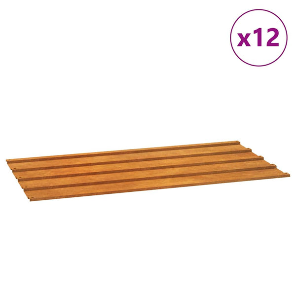 Kattopaneelit 12 kpl ruoste 80x44 cm Corten teräs