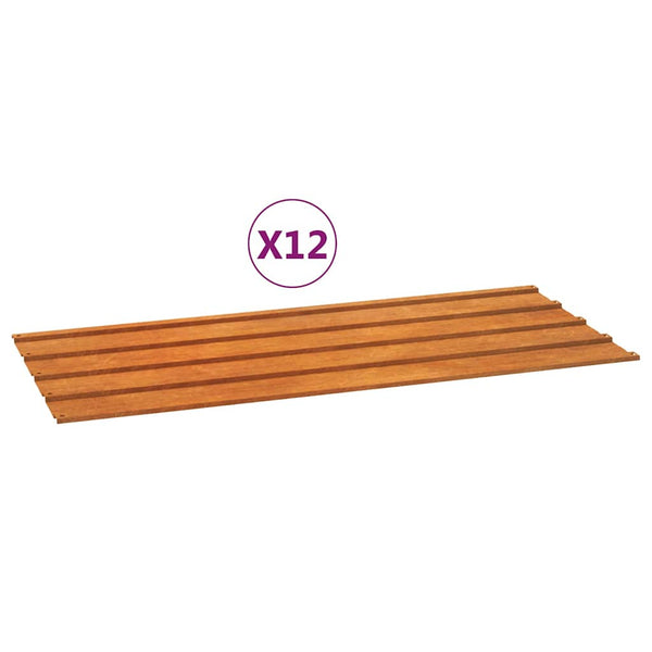 Kattopaneelit 12 kpl ruoste 100x44 cm Corten teräs
