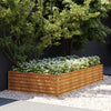 Korotettu kukkalaatikko 195x100x36 cm Corten teräs