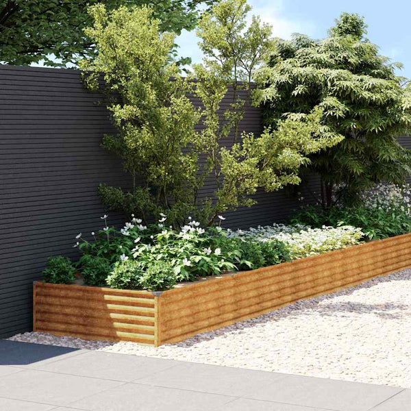 Korotettu kukkalaatikko 579x100x36 cm Corten teräs