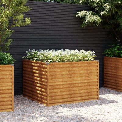 Korotettu kukkalaatikko 100x100x69 cm Corten teräs