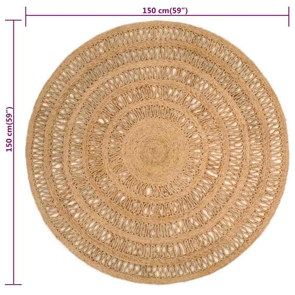 Matto käsinpunottu juutti 150 cm pyöreä