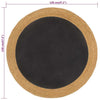Matto punottu musta / luonnollinen 120 cm juutti / puuvilla