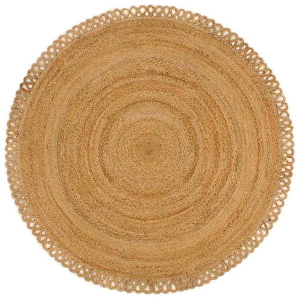 Punottu matto aaltoreuna 120 cm Juutti pyöreä