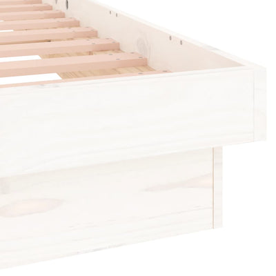 Valkoinen sängynrunko led-valoilla Margretta 100x200cm (puu)