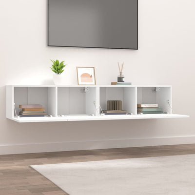 TV-seinäkaapit 2 kpl valkoinen 80x30x30 cm tekninen puu