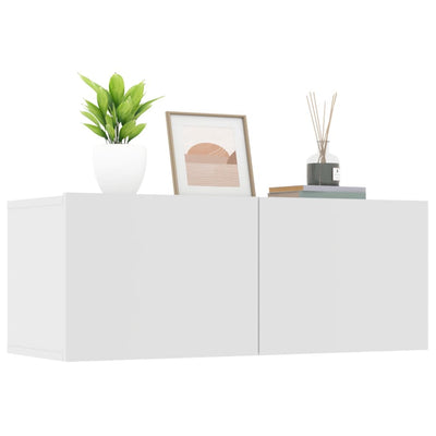 TV-seinäkaapit 2 kpl valkoinen 80x30x30 cm tekninen puu