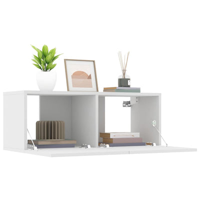 TV-seinäkaapit 2 kpl valkoinen 80x30x30 cm tekninen puu