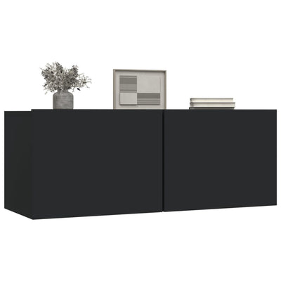 TV-tasot 2 kpl musta 80x30x30 cm tekninen puu