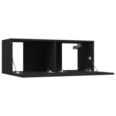 TV-tasot 2 kpl musta 80x30x30 cm tekninen puu