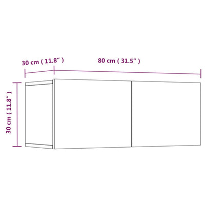 TV-tasot 2 kpl musta 80x30x30 cm tekninen puu