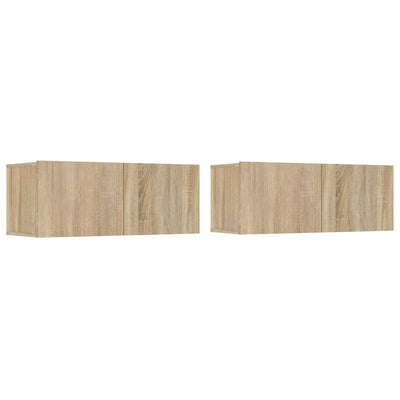 TV-seinäkaapit 2 kpl Sonoma-tammi 80x30x30 cm tekninen puu