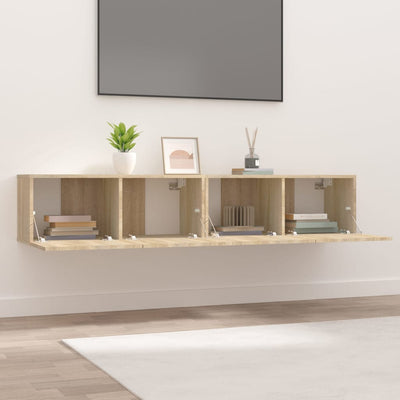 TV-seinäkaapit 2 kpl Sonoma-tammi 80x30x30 cm tekninen puu