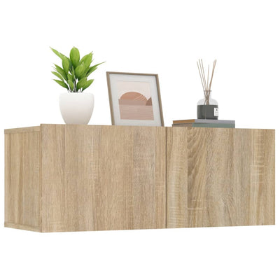 TV-seinäkaapit 2 kpl Sonoma-tammi 80x30x30 cm tekninen puu