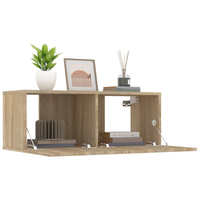 TV-seinäkaapit 2 kpl Sonoma-tammi 80x30x30 cm tekninen puu