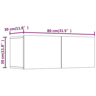 TV-seinäkaapit 2 kpl Sonoma-tammi 80x30x30 cm tekninen puu