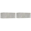 TV-seinäkaapit 2 kpl betoninharmaa 80x30x30 cm tekninen puu