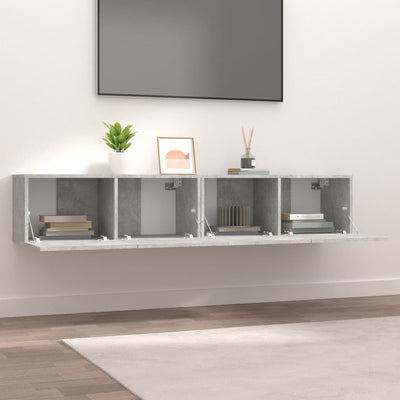 TV-seinäkaapit 2 kpl betoninharmaa 80x30x30 cm tekninen puu