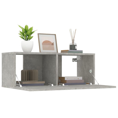 TV-seinäkaapit 2 kpl betoninharmaa 80x30x30 cm tekninen puu