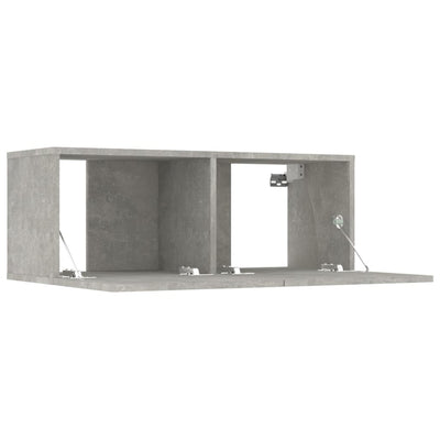 TV-seinäkaapit 2 kpl betoninharmaa 80x30x30 cm tekninen puu