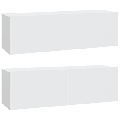 TV-seinäkaapit 2 kpl valkoinen 100x30x30 cm tekninen puu
