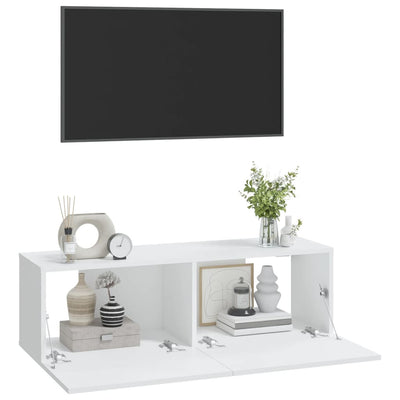 TV-seinäkaapit 2 kpl valkoinen 100x30x30 cm tekninen puu