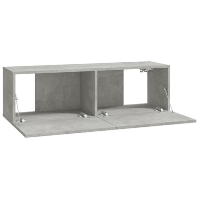 TV-seinäkaapit 2 kpl betoninharmaa 100x30x30 cm tekninen puu