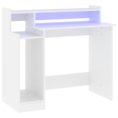 Valkoinen työpöytä led-valoilla Algot 97x45x90cm (puinen)